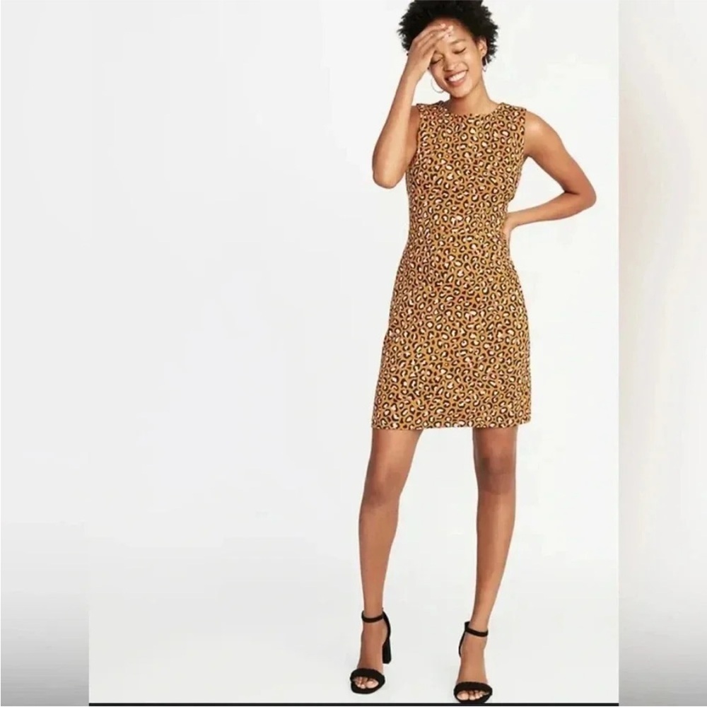 Old Navy Sheath Dress Women’s Size XL Cheetah Print Ponte Knit Office Work Wear